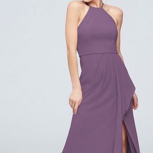 David’s Bridal High Neck Chiffon Gown in Wisteria F20014